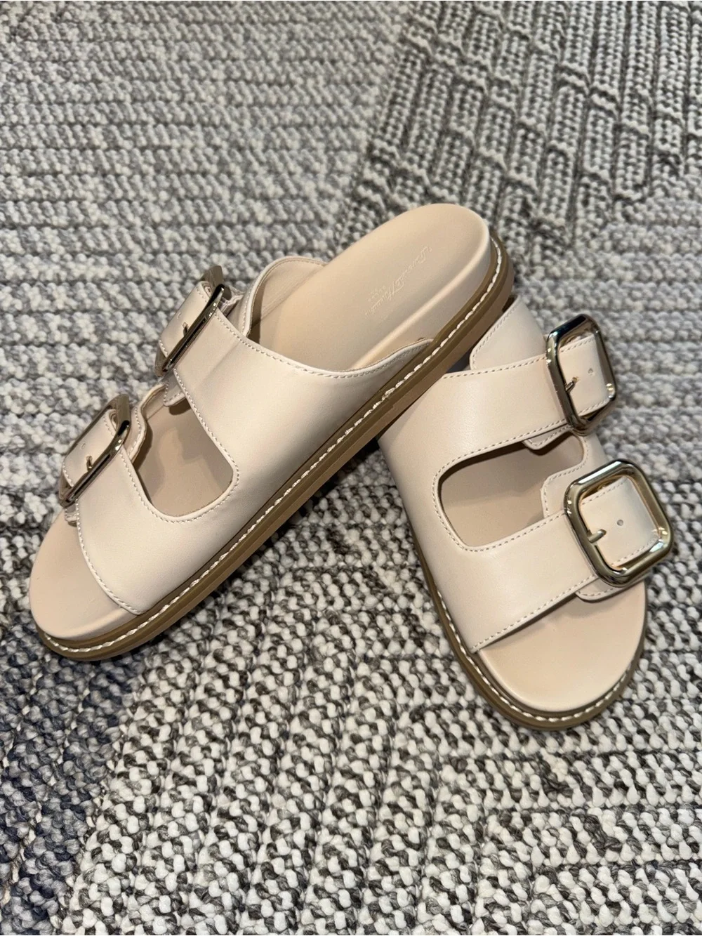 Universal Thread Cream Double Buckle Slide Sandals